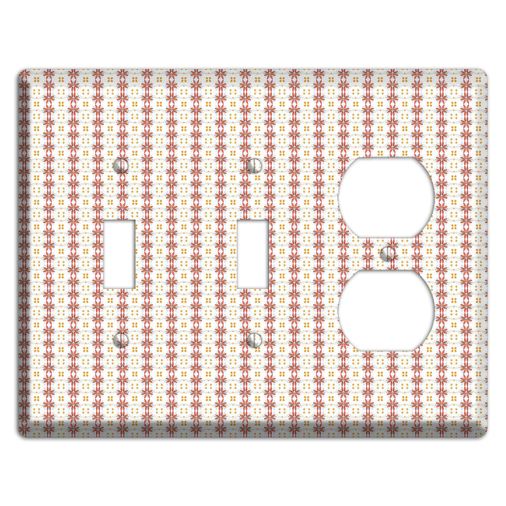 White with Red Smocking 2 Toggle / Duplex Wallplate