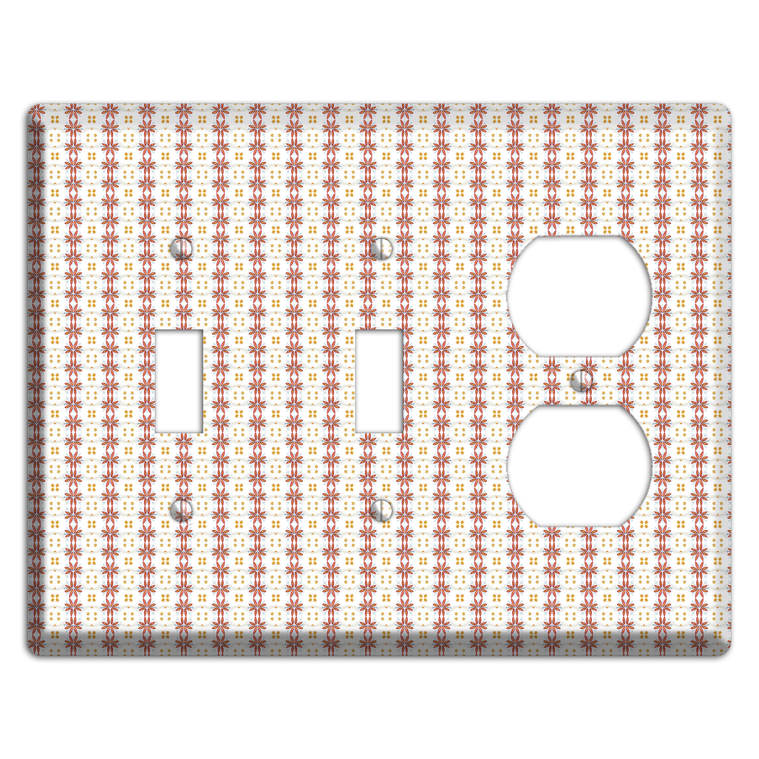 White with Red Smocking 2 Toggle / Duplex Wallplate