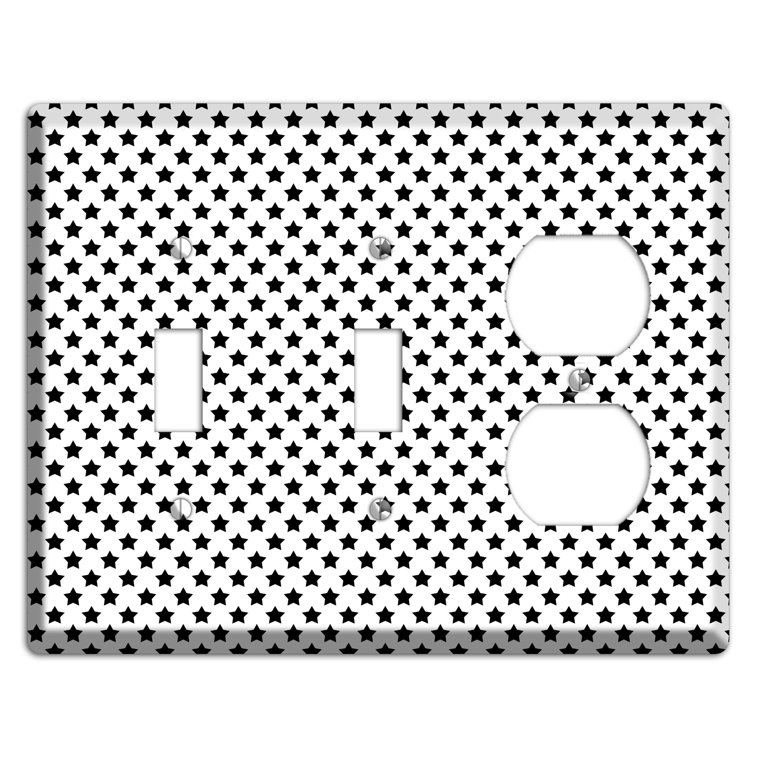 White with Black Stars 2 Toggle / Duplex Wallplate