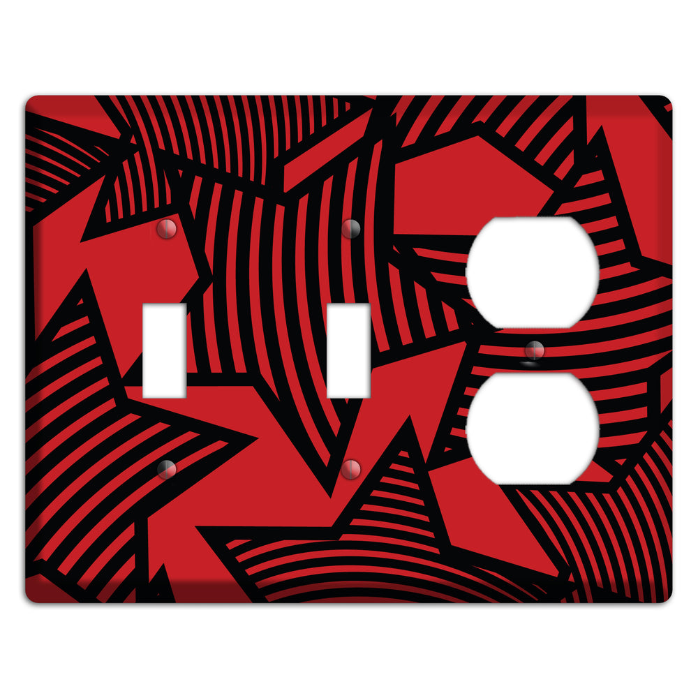 Red with Large Black Stars 2 Toggle / Duplex Wallplate