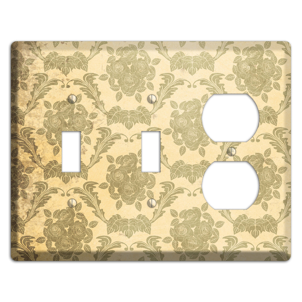 Straw Vintage Rose Damask 2 Toggle / Duplex Wallplate