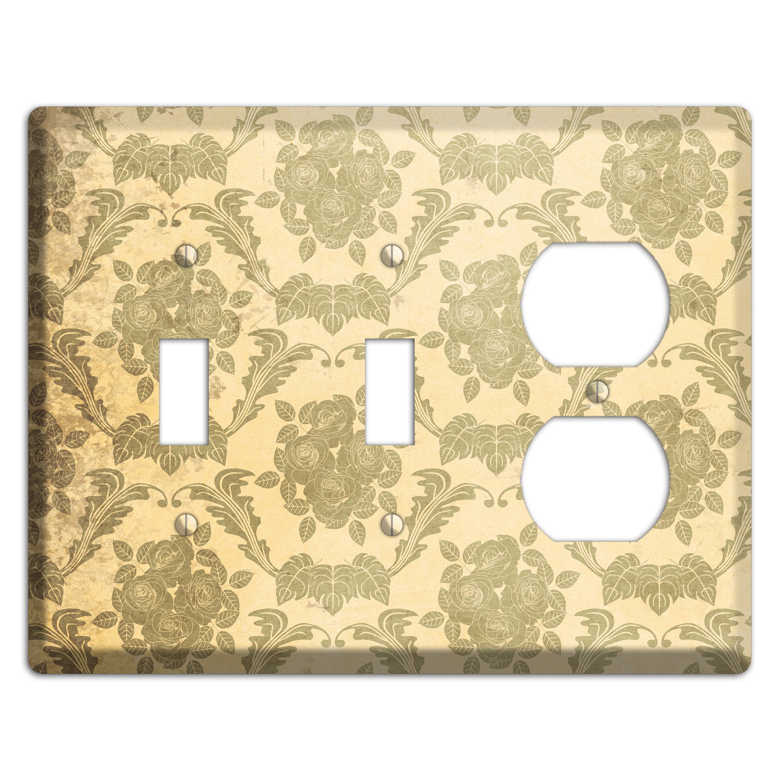 Straw Vintage Rose Damask 2 Toggle / Duplex Wallplate