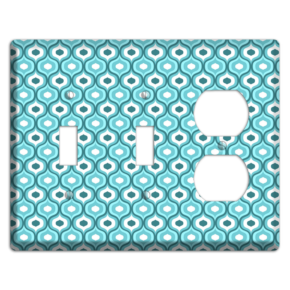 Multi Turquoise Double Scallop 2 2 Toggle / Duplex Wallplate