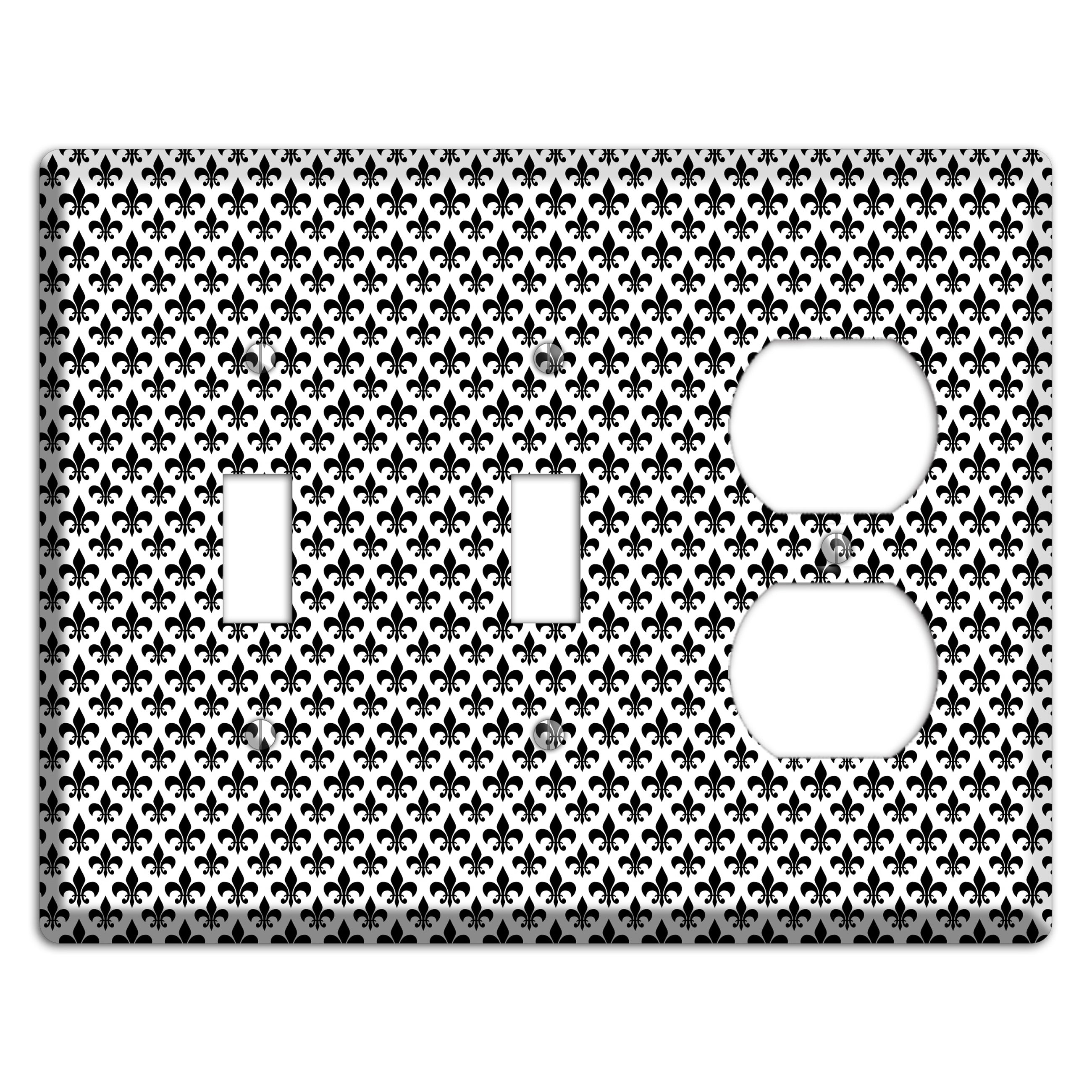 Black and White Fleur de lis 2 Toggle / Duplex Wallplate
