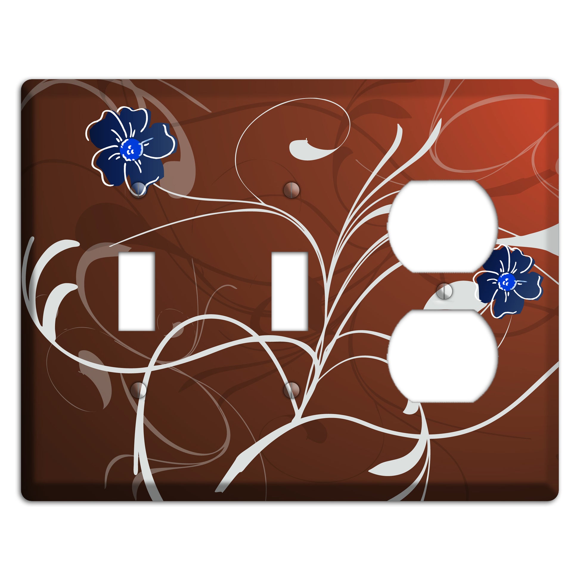 Brown Flower with Swirl 2 Toggle / Duplex Wallplate