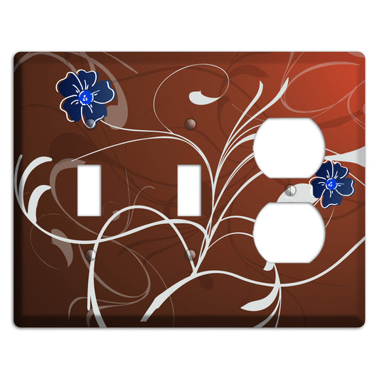 Brown Flower with Swirl 2 Toggle / Duplex Wallplate