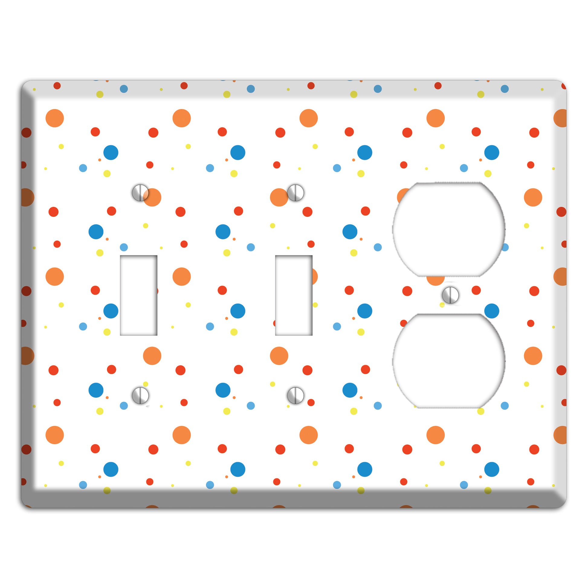 White with Multi Color Small Dots 2 2 Toggle / Duplex Wallplate