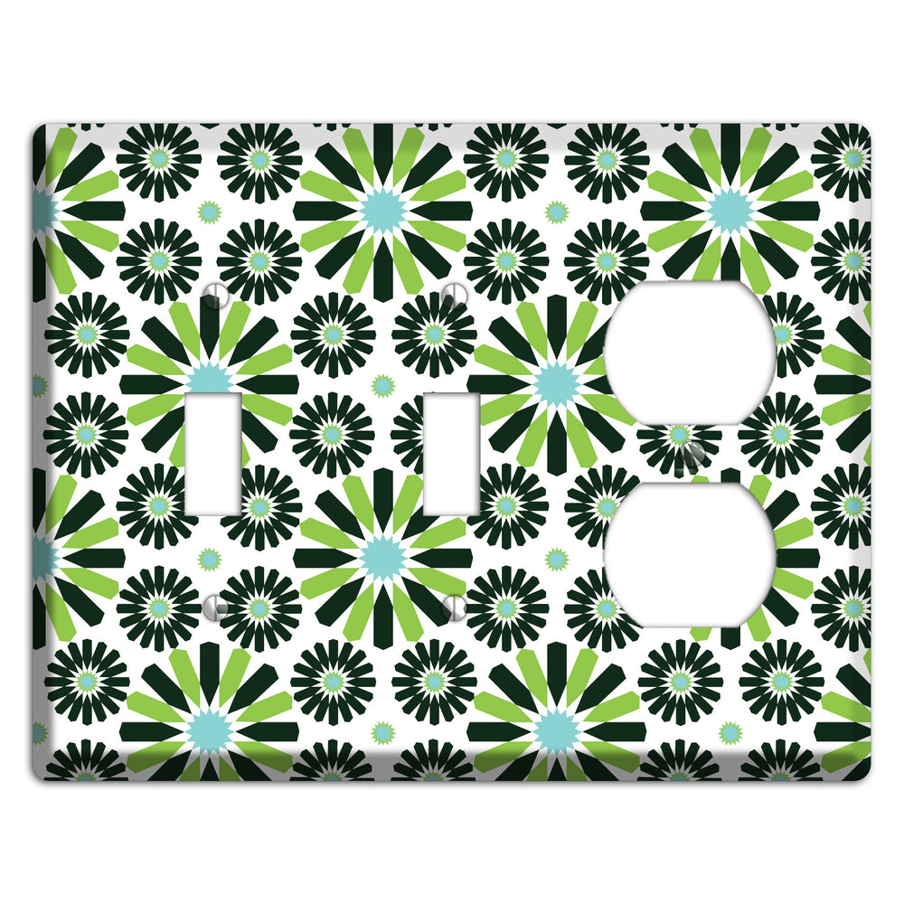 Lime and Teal Scandinavian Floral 2 2 Toggle / Duplex Wallplate