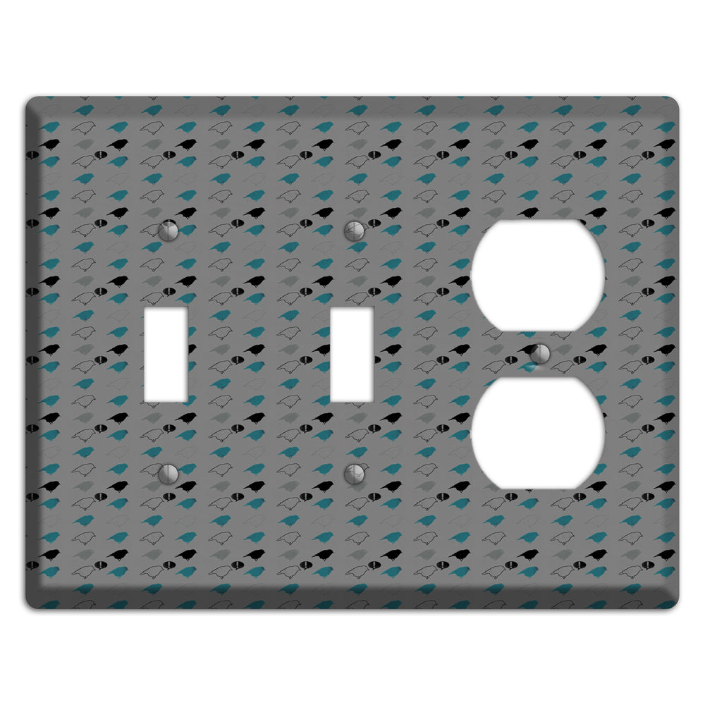 Grey with Small Green Birds 3 2 Toggle / Duplex Wallplate