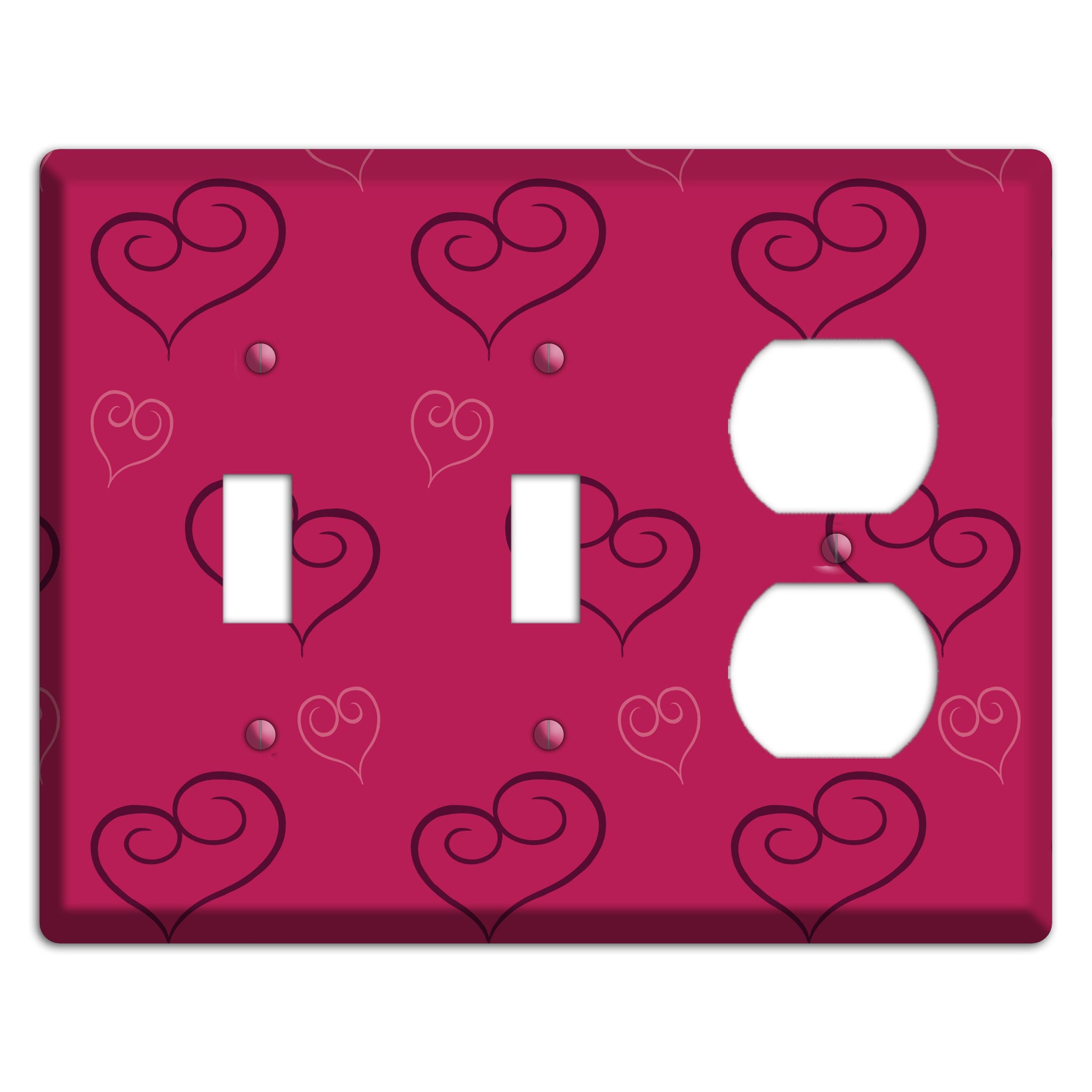 Fuschia Scroll Heart 2 2 Toggle / Duplex Wallplate
