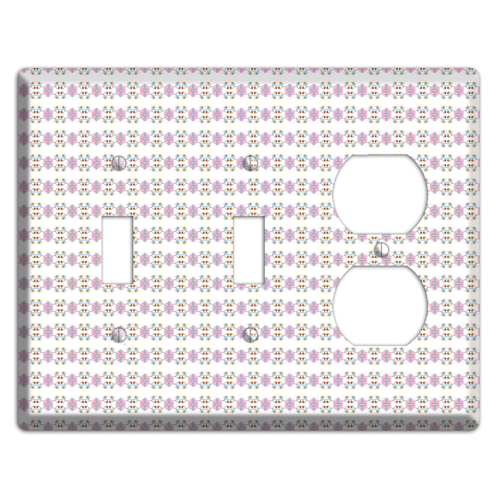 White with Lavendar Green Red Tapestry 2 Toggle / Duplex Wallplate
