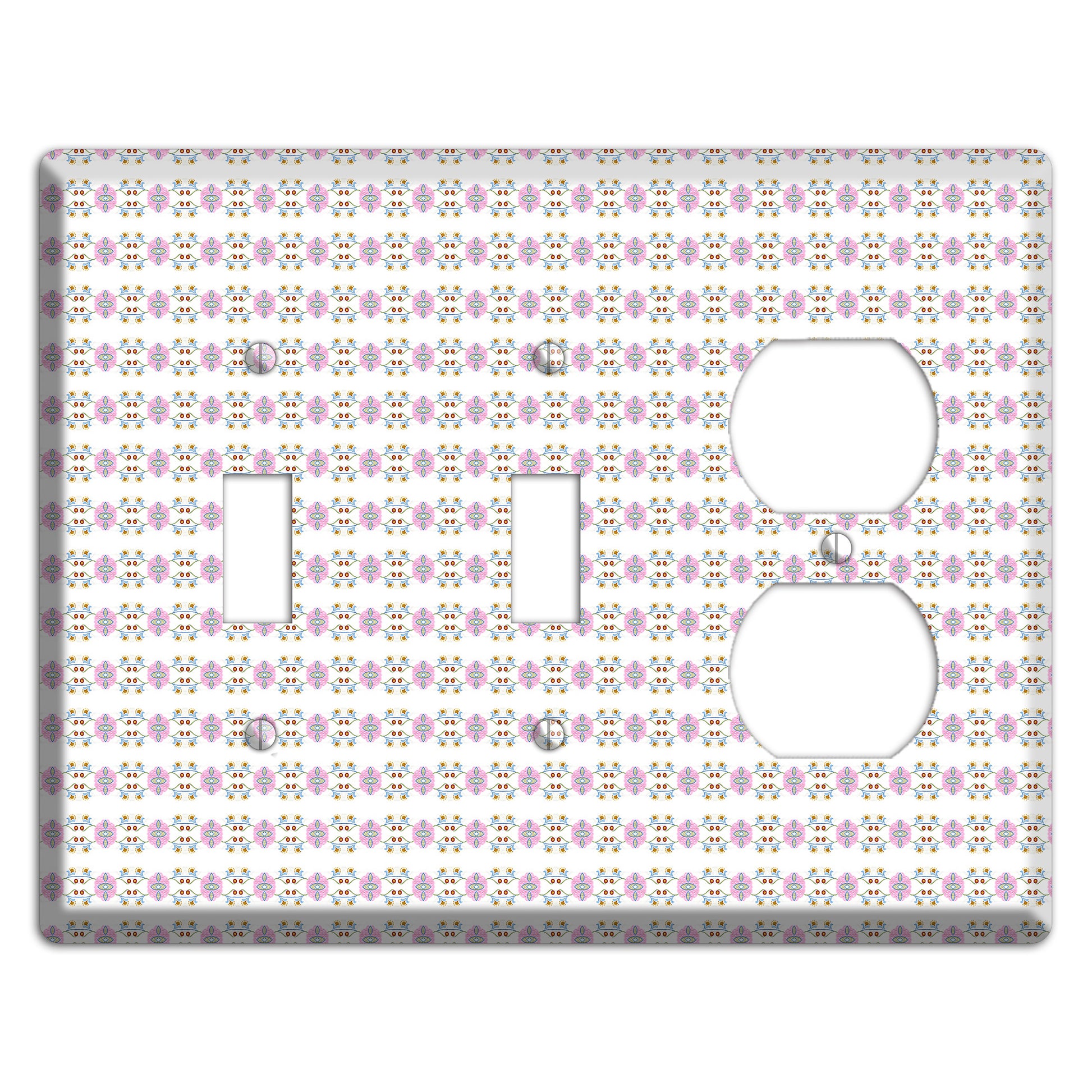 White with Lavendar Green Red Tapestry 2 Toggle / Duplex Wallplate