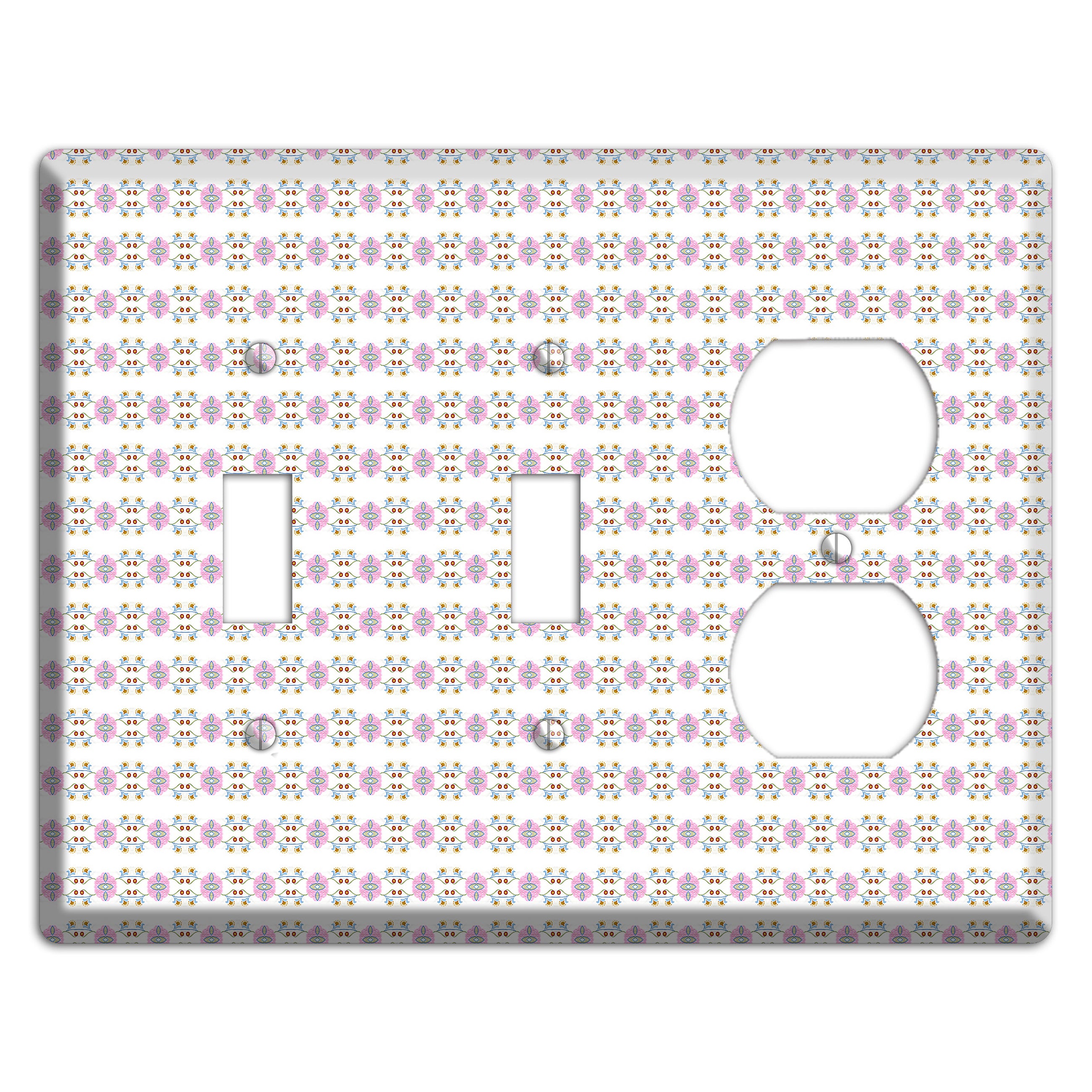 White with Lavendar Green Red Tapestry 2 Toggle / Duplex Wallplate