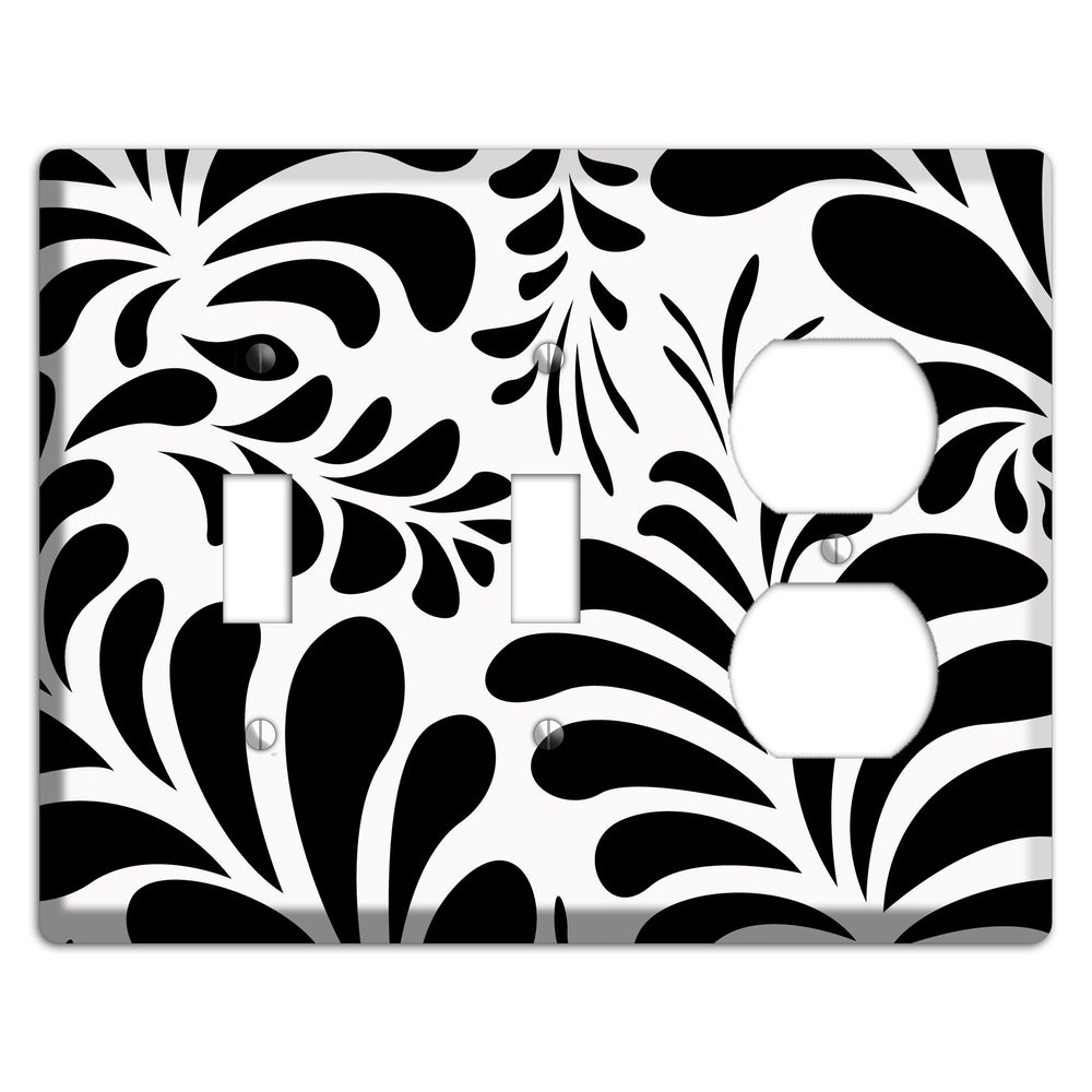 White with Black Herati 2 Toggle / Duplex Wallplate