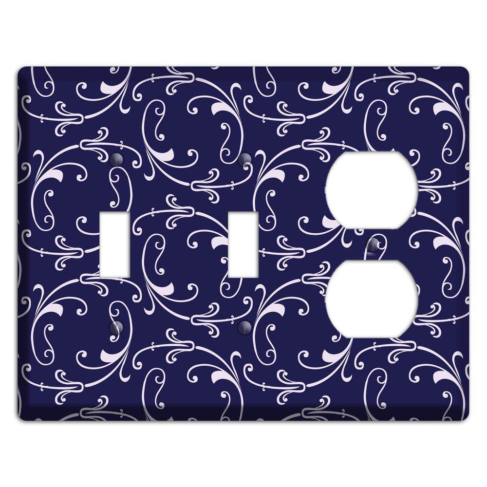 Navy Victorian Sprig 2 Toggle / Duplex Wallplate