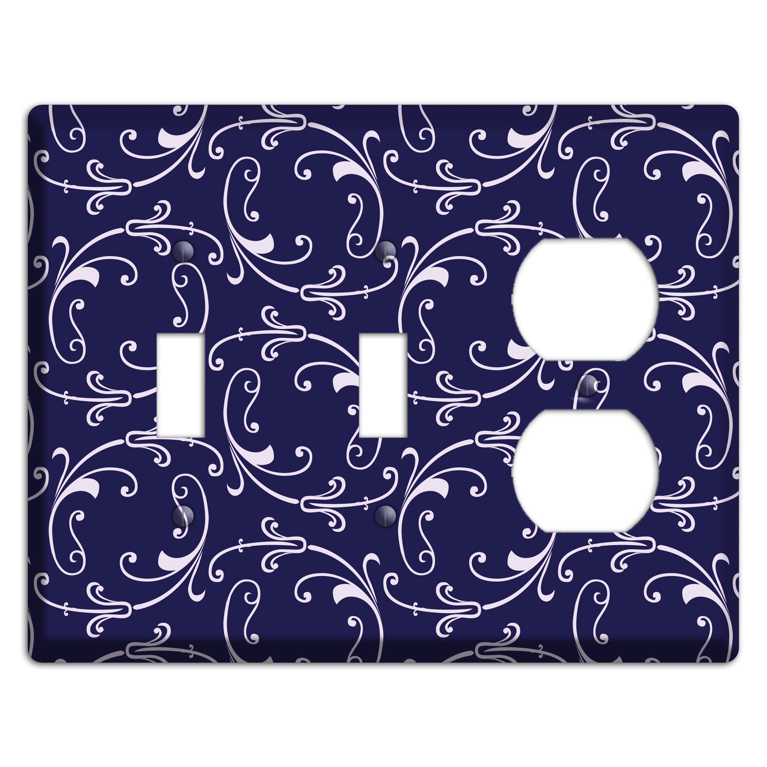 Navy Victorian Sprig 2 Toggle / Duplex Wallplate