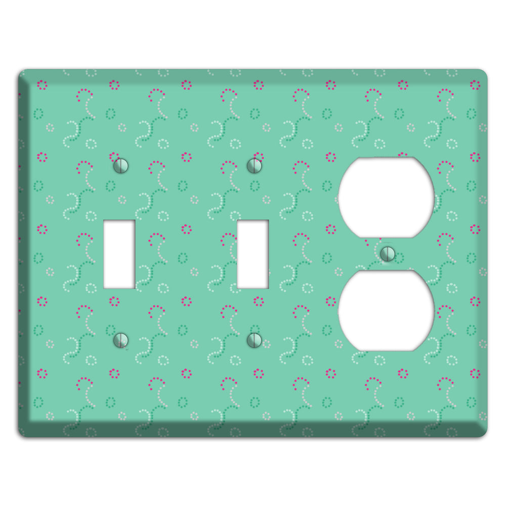 Multi Aqua with Fuschia Stipple 2 Toggle / Duplex Wallplate