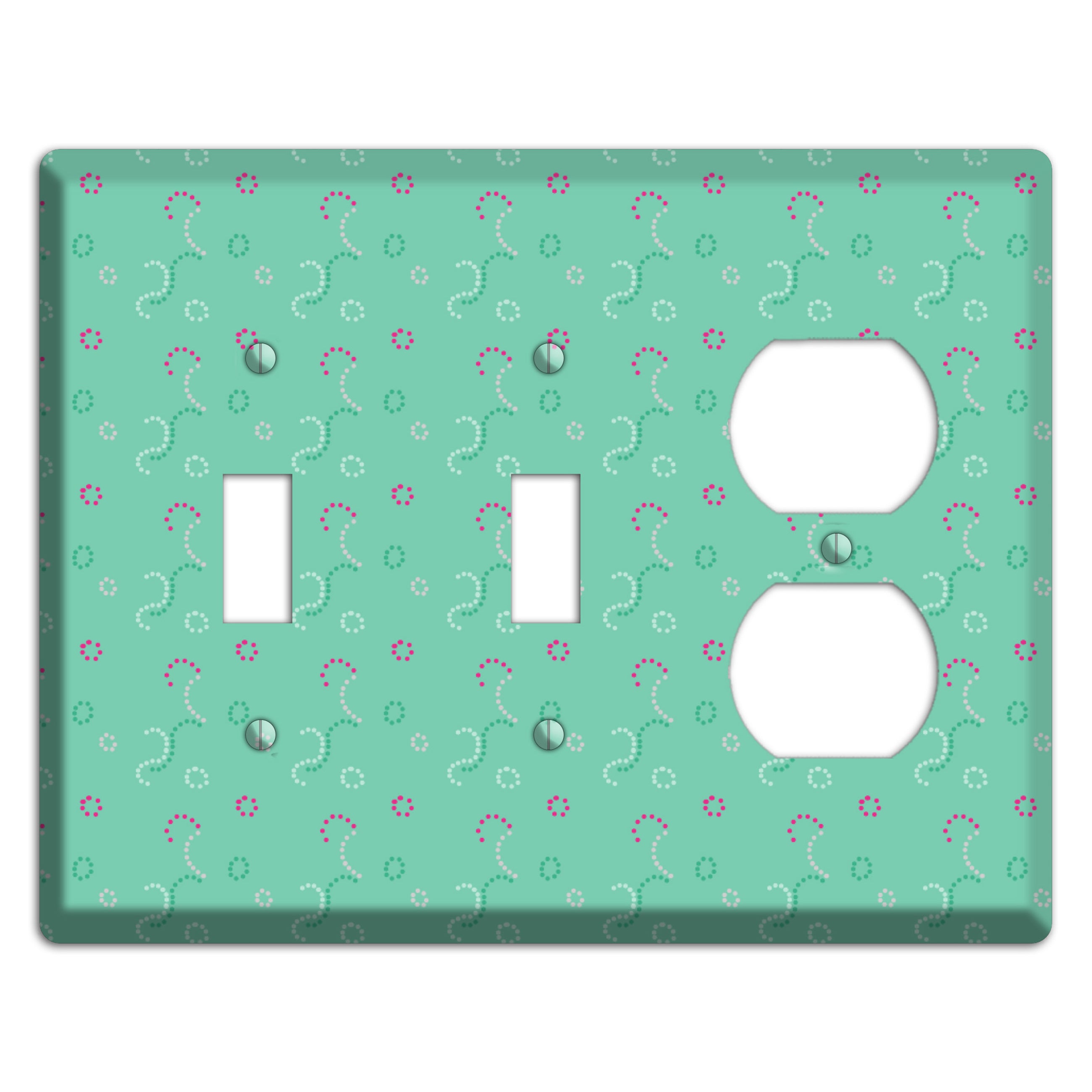 Multi Aqua with Fuschia Stipple 2 Toggle / Duplex Wallplate