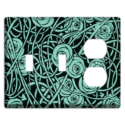 Teal Deco Floral 2 Toggle / Duplex Wallplate