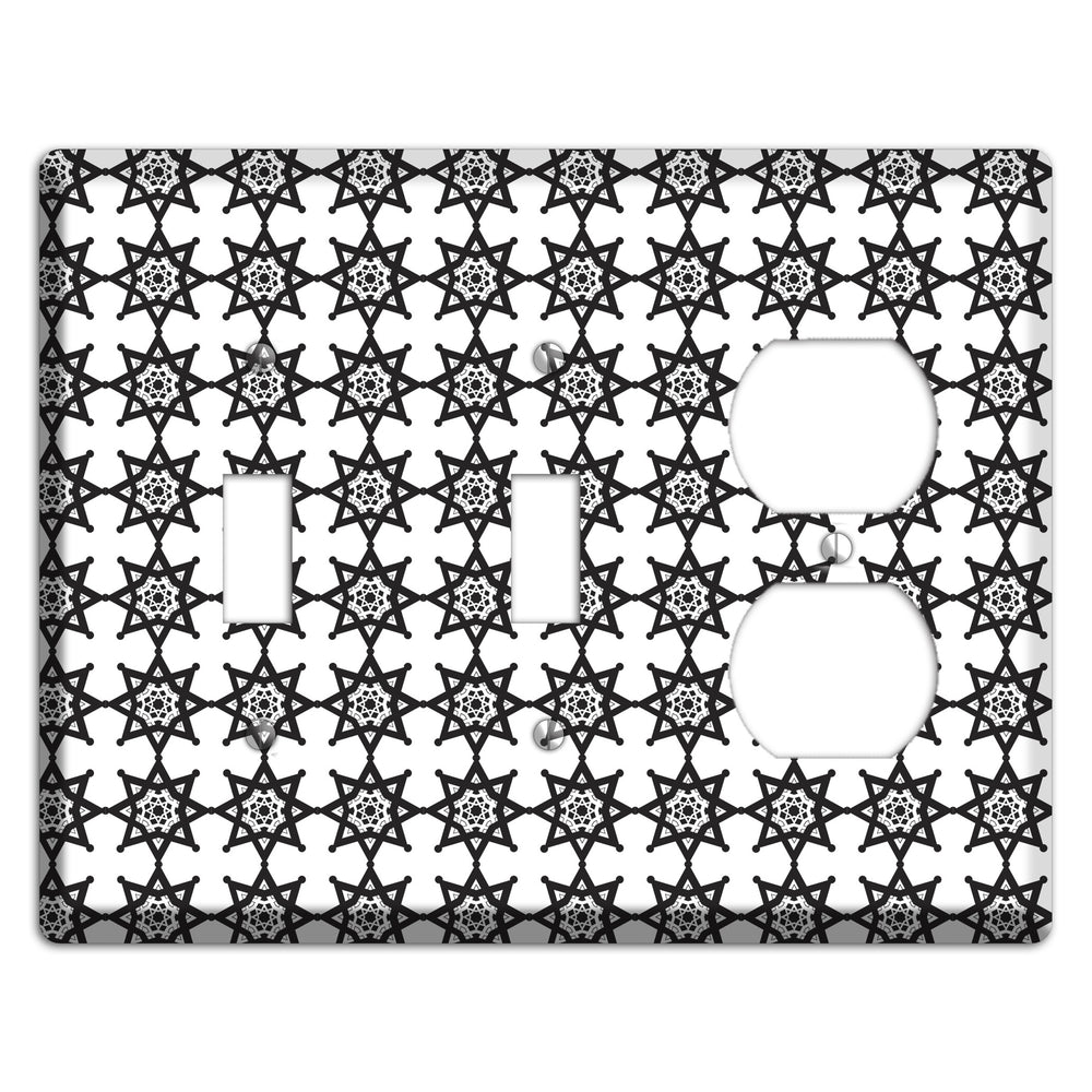 White with Black Arabesque Aster 2 Toggle / Duplex Wallplate