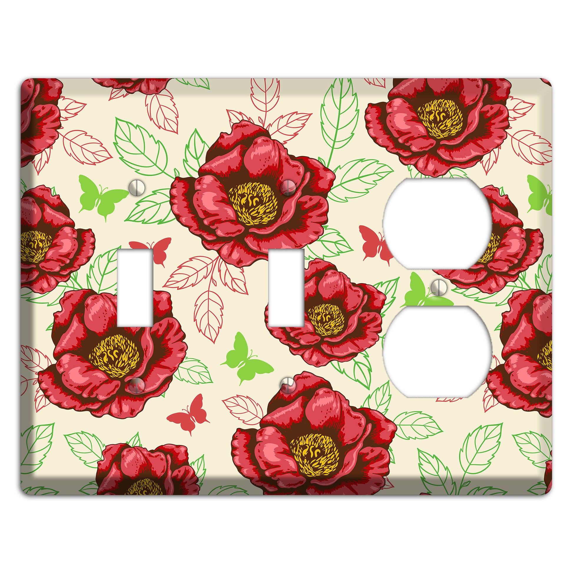 Red Peony Style B 2 Toggle / Duplex Wallplate