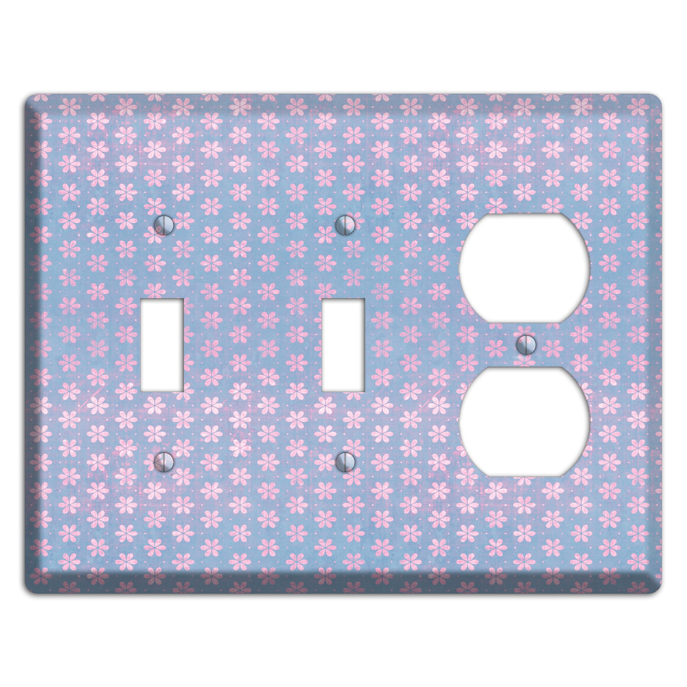 Periwinkle Grunge Floral Contour 2 Toggle / Duplex Wallplate