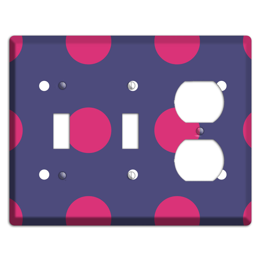 Purple with Purple and White Multi Tiled Medium Dots 2 Toggle / Duplex Wallplate