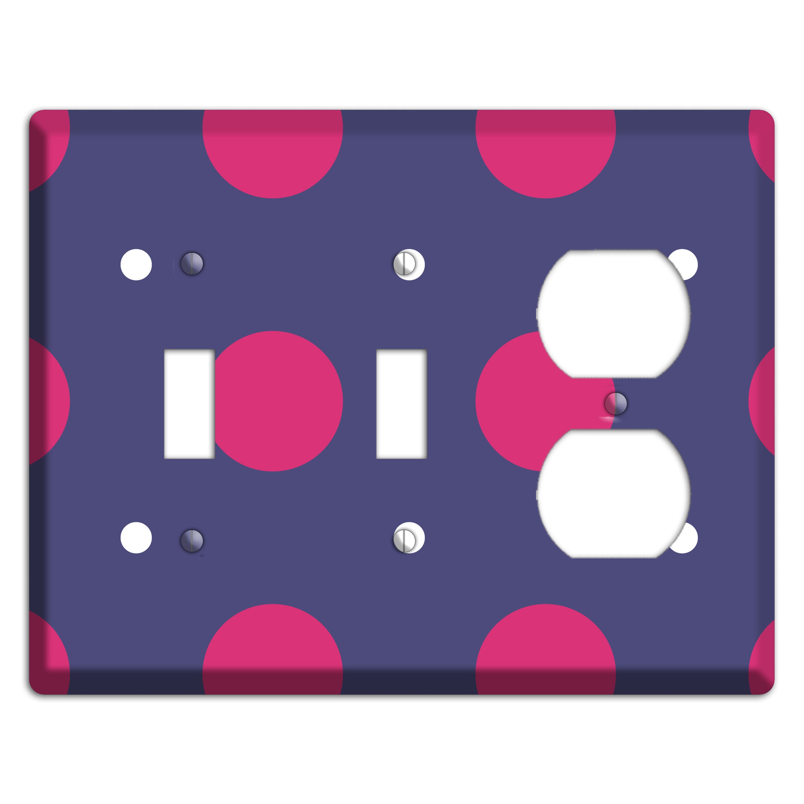 Purple with Purple and White Multi Tiled Medium Dots 2 Toggle / Duplex Wallplate