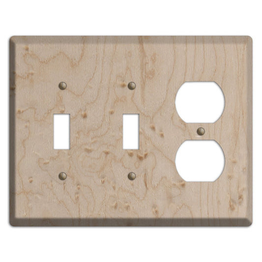 Birdseye Maple Wood 2 Toggle / Duplex Outlet Cover Plate