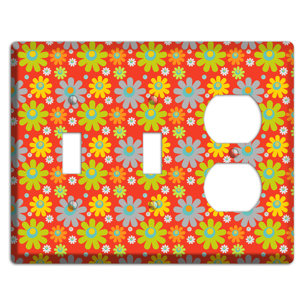 Orange and Yellow Flower Power 2 Toggle / Duplex Wallplate