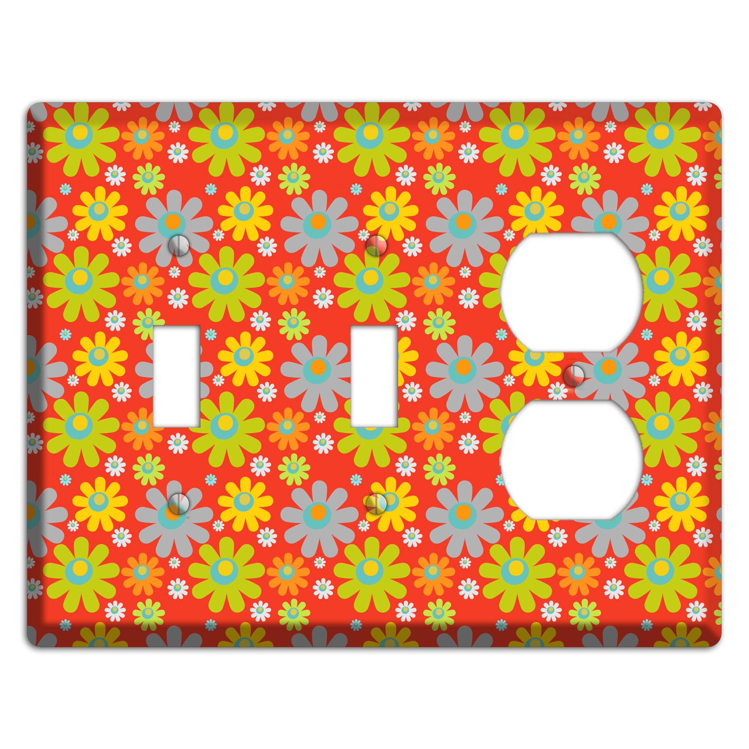 Orange and Yellow Flower Power 2 Toggle / Duplex Wallplate