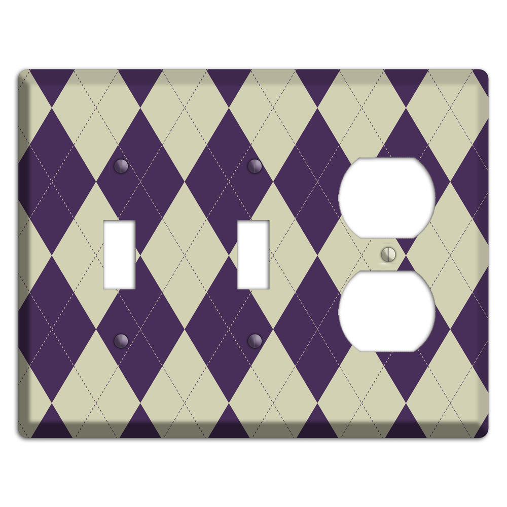Purple and Tan Argyle 2 Toggle / Duplex Wallplate