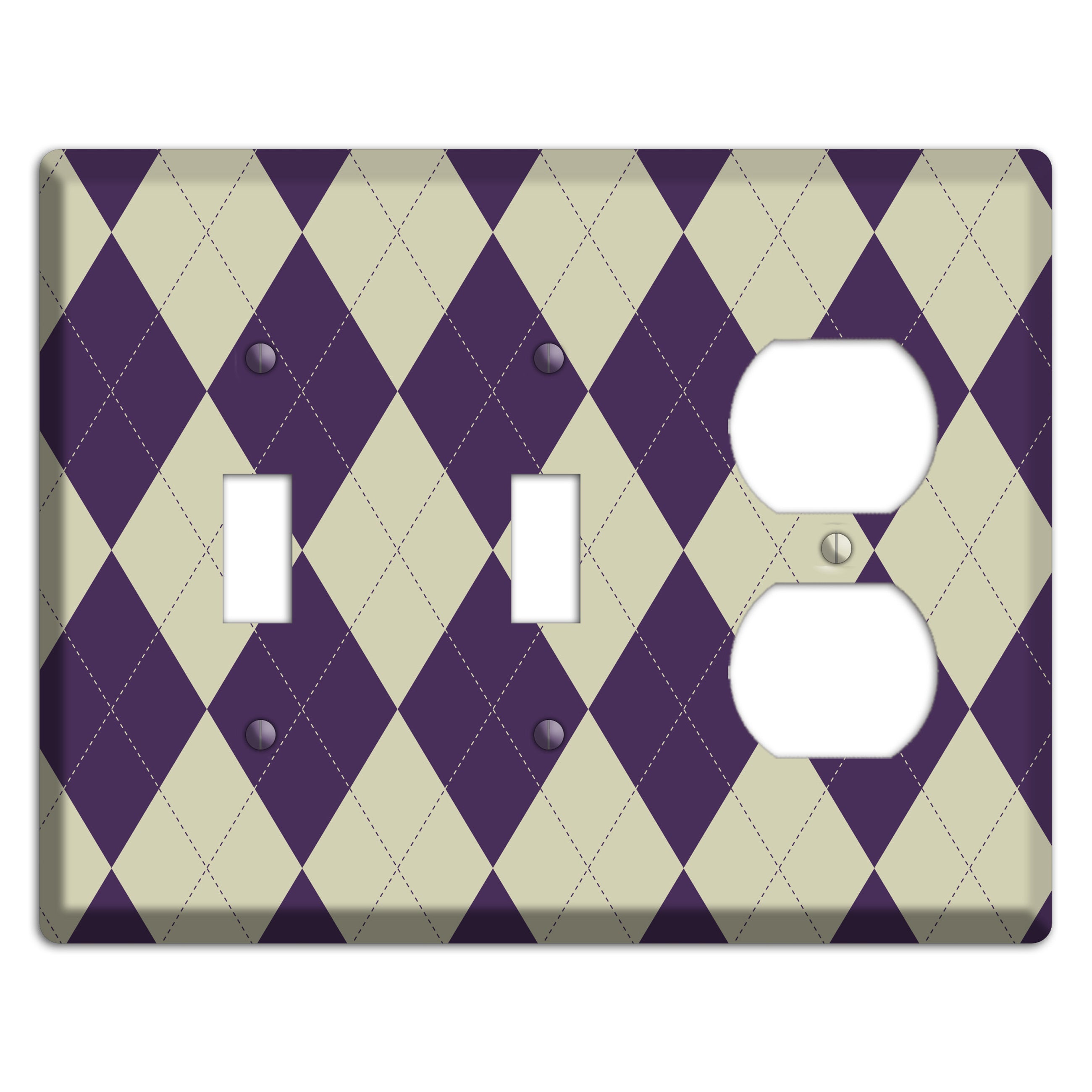 Purple and Tan Argyle 2 Toggle / Duplex Wallplate