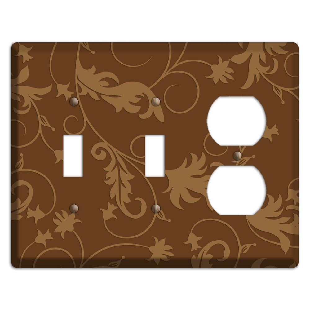 Brown Victorian Sprig 2 Toggle / Duplex Wallplate