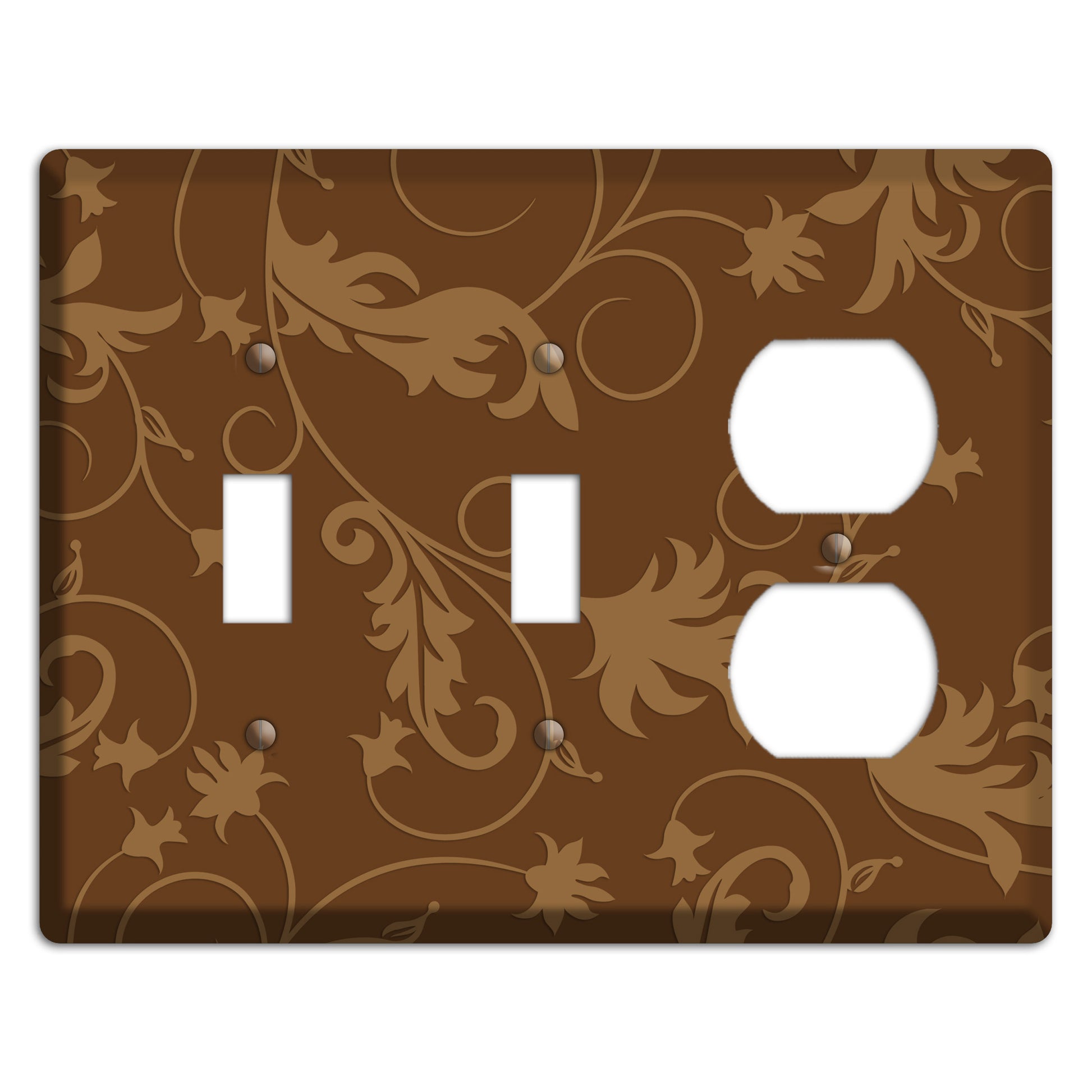 Brown Victorian Sprig 2 Toggle / Duplex Wallplate