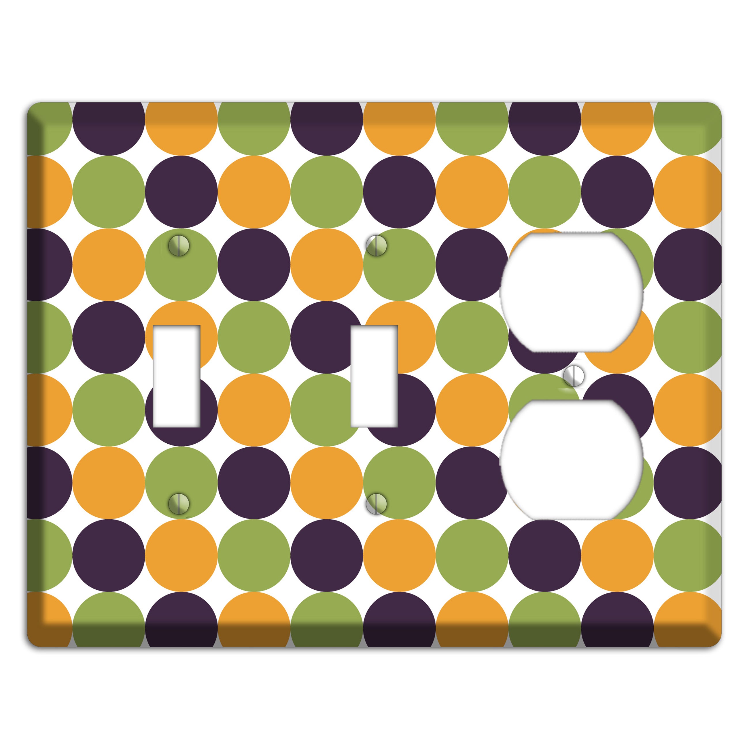 Olive Eggplant Orange Tiled Dots 2 Toggle / Duplex Wallplate