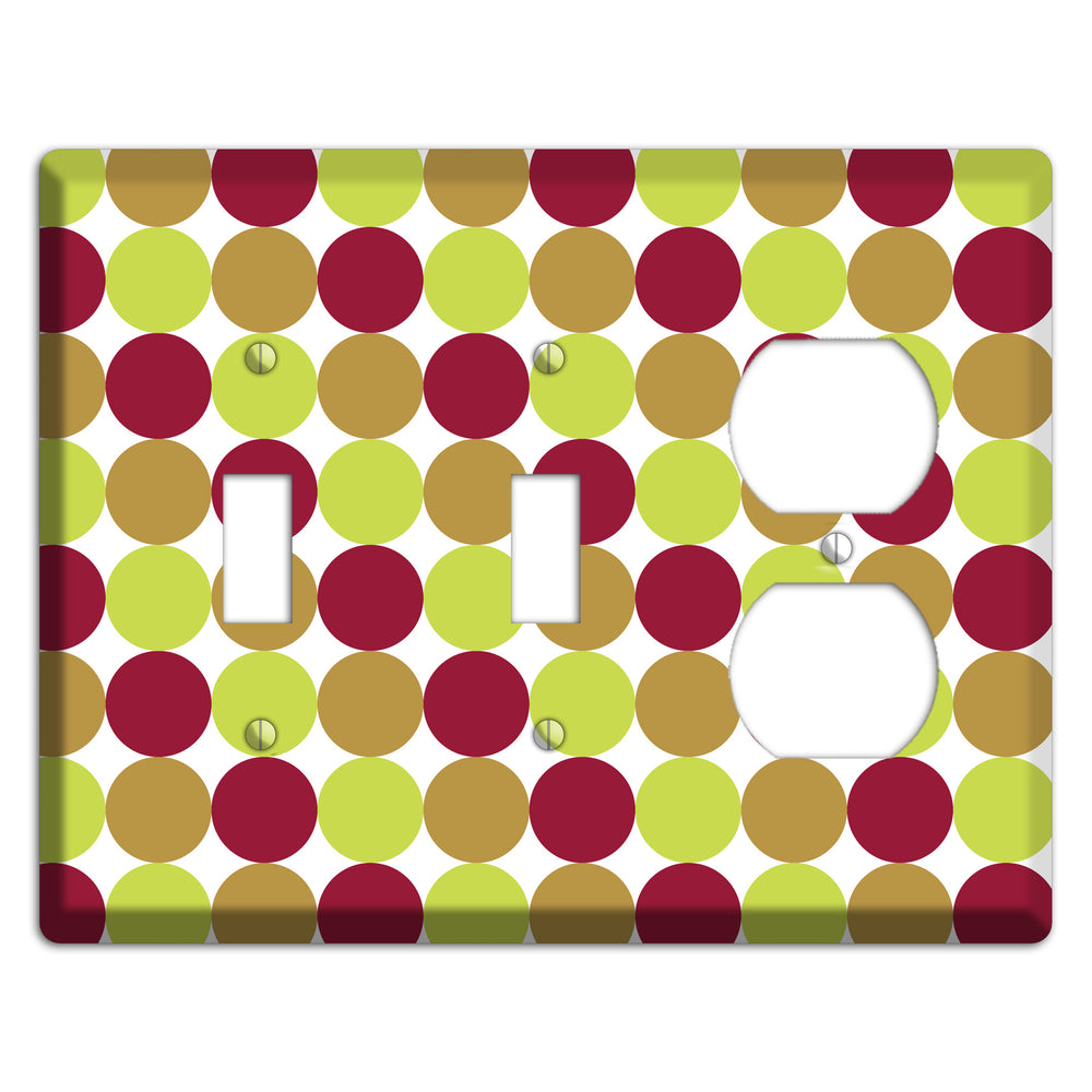Lime Brown Maroon Tiled Dots 2 Toggle / Duplex Wallplate