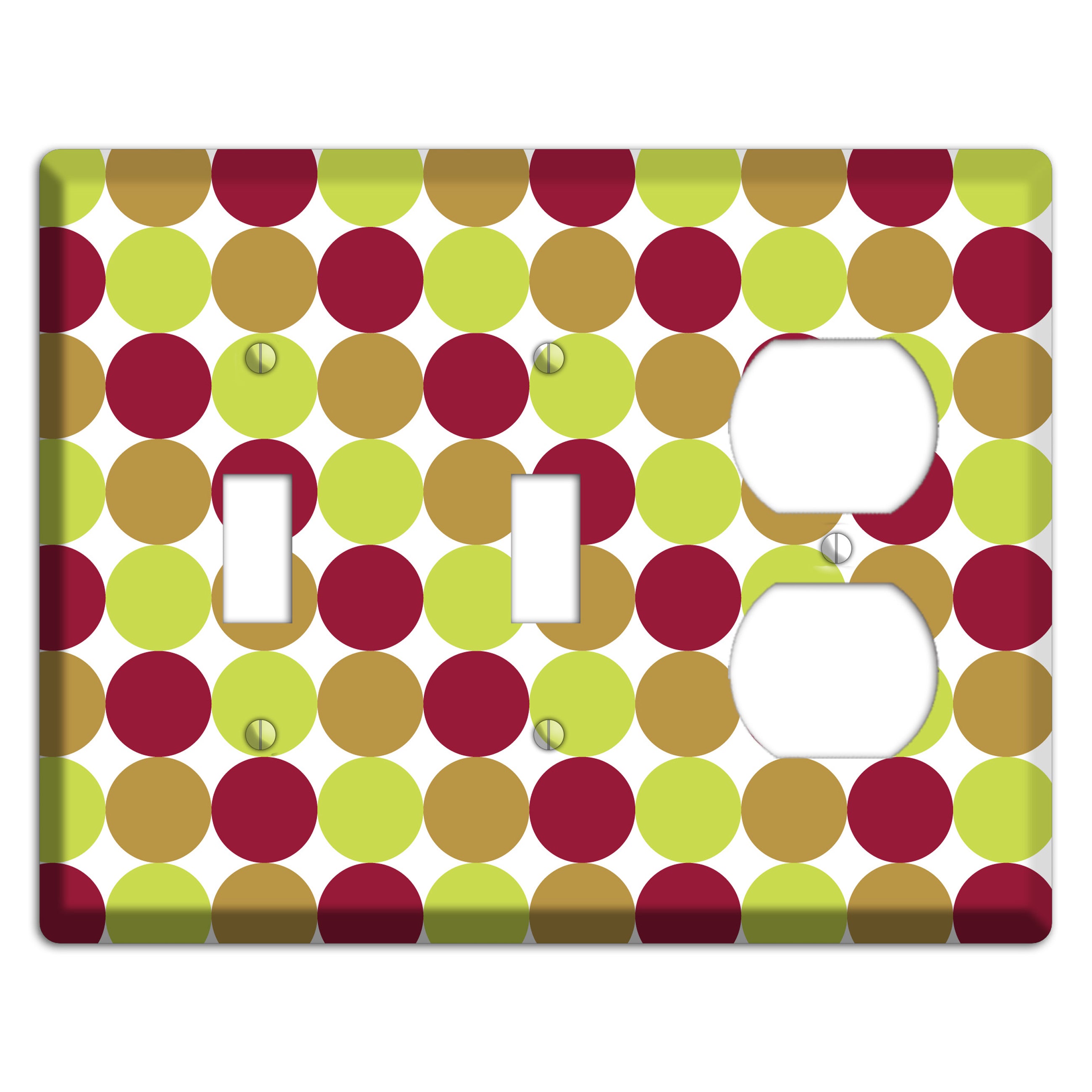 Lime Brown Maroon Tiled Dots 2 Toggle / Duplex Wallplate