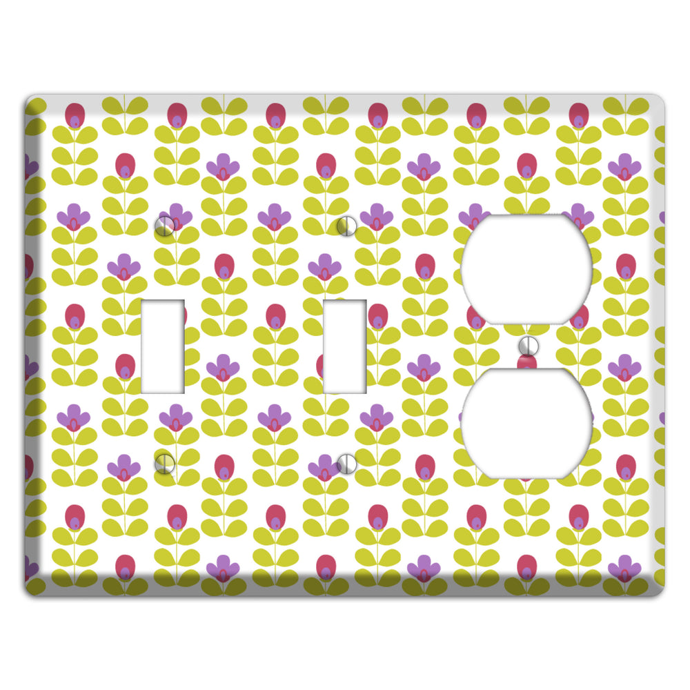 Yellow Deco Floral Half Drop 2 Toggle / Duplex Wallplate