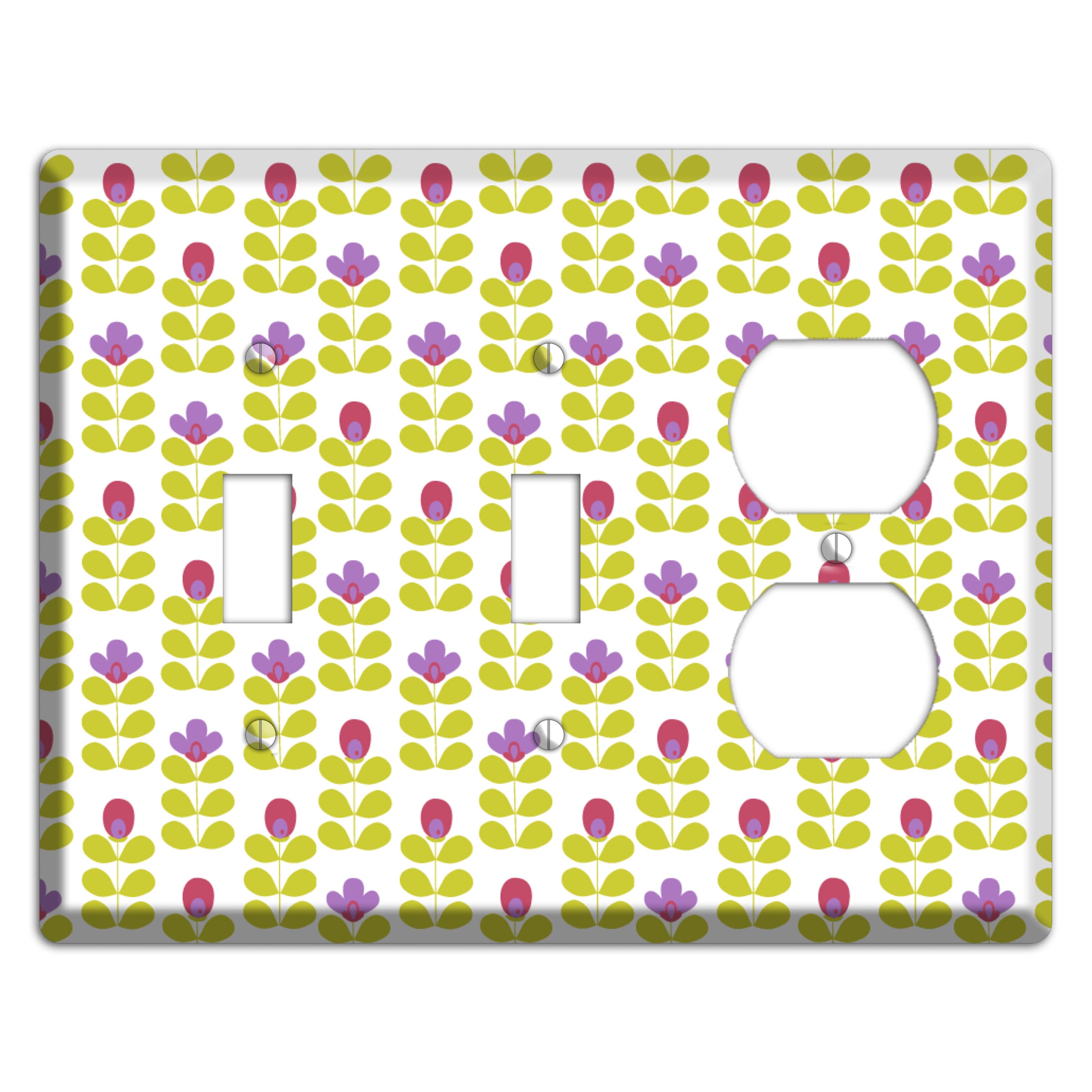 Yellow Deco Floral Half Drop 2 Toggle / Duplex Wallplate