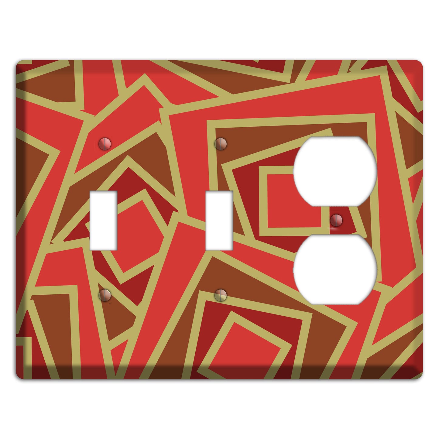 Red and Brown Retro Cubist 2 Toggle / Duplex Wallplate