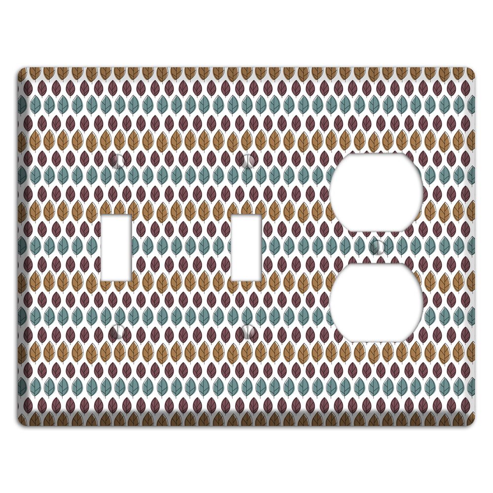 Multi Brown Dusty Blue Leaf Contour 2 Toggle / Duplex Wallplate
