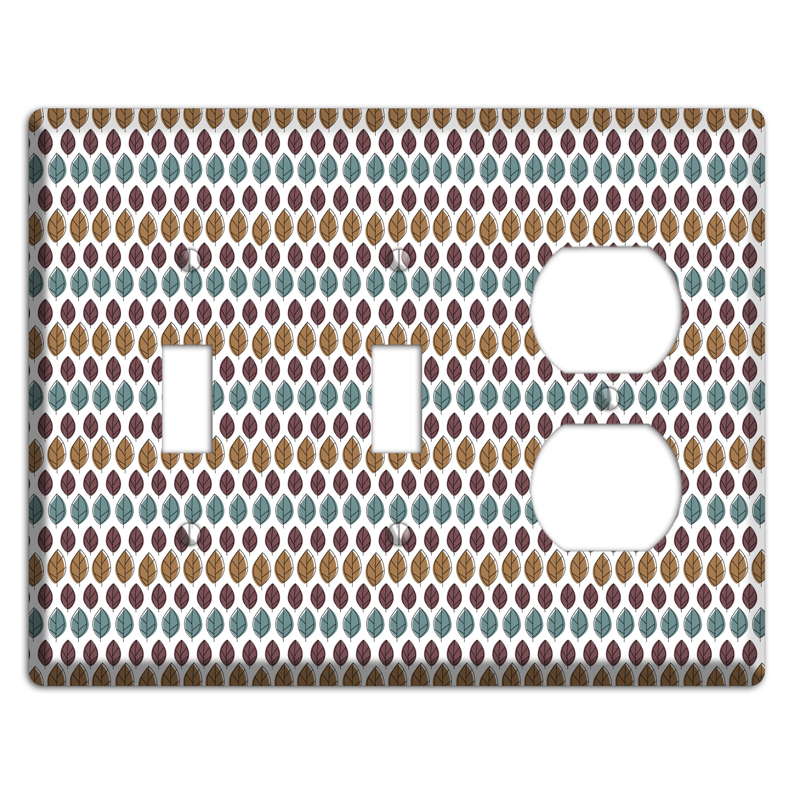 Multi Brown Dusty Blue Leaf Contour 2 Toggle / Duplex Wallplate