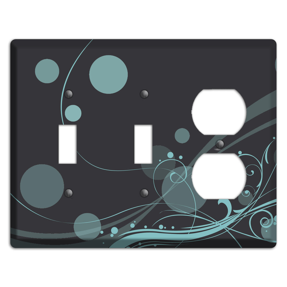 Dark Grey with Blue-grey Dots and Swirls 2 Toggle / Duplex Wallplate