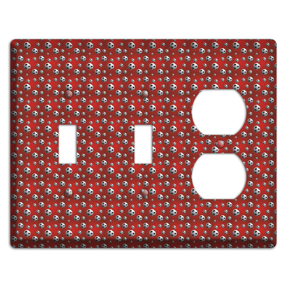 Red with Soccer Balls 2 Toggle / Duplex Wallplate