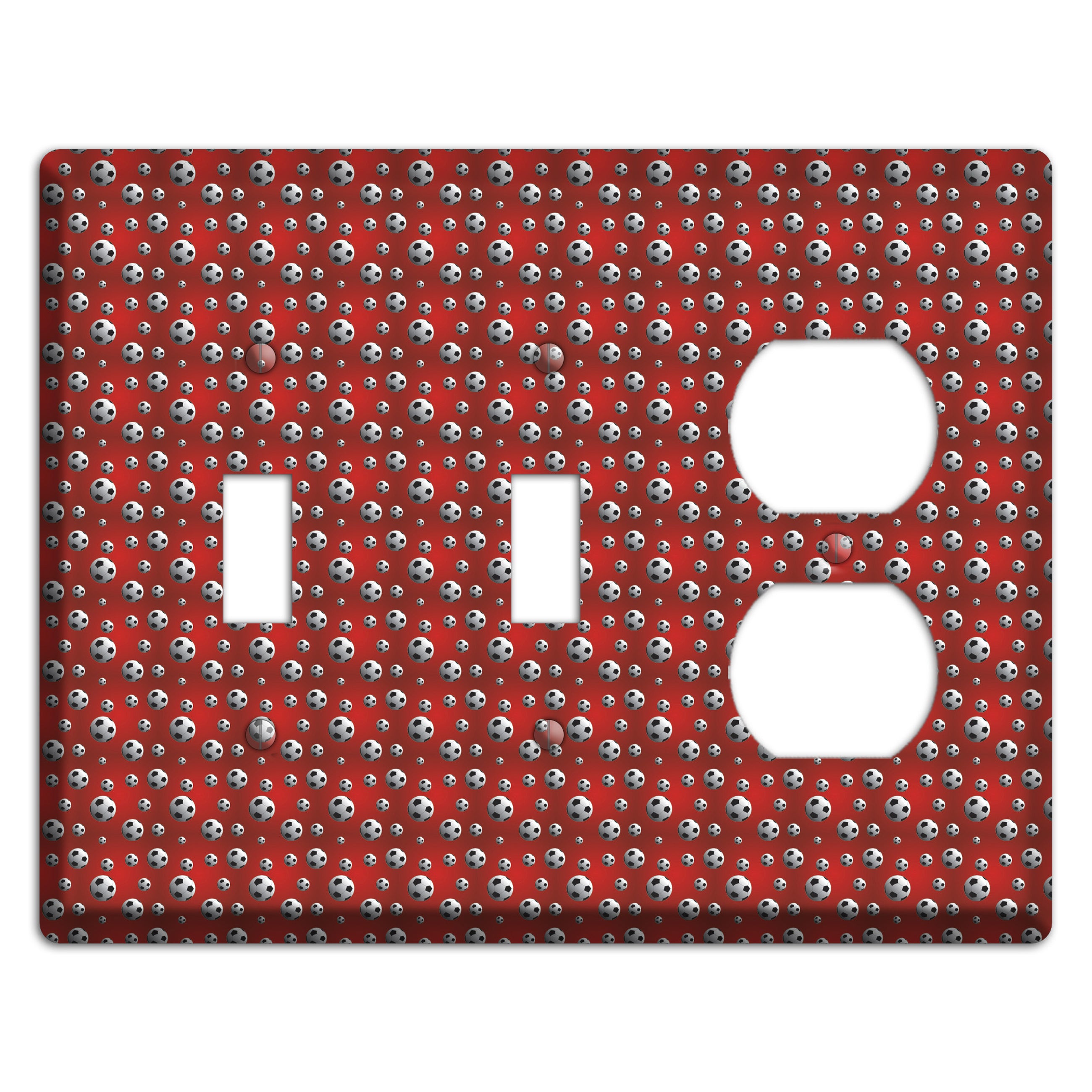 Red with Soccer Balls 2 Toggle / Duplex Wallplate