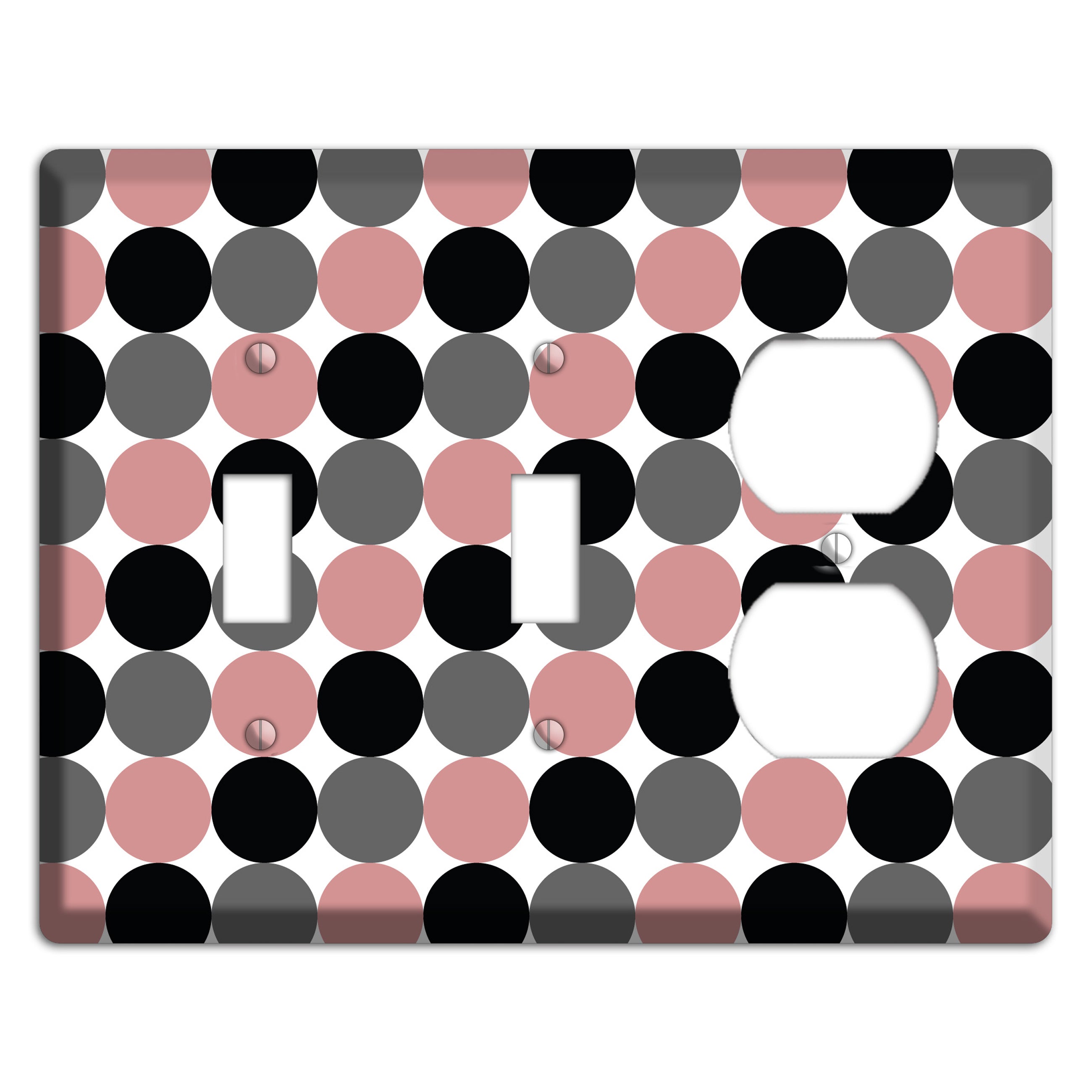 Grey Pink Black Tiled Dots 2 Toggle / Duplex Wallplate