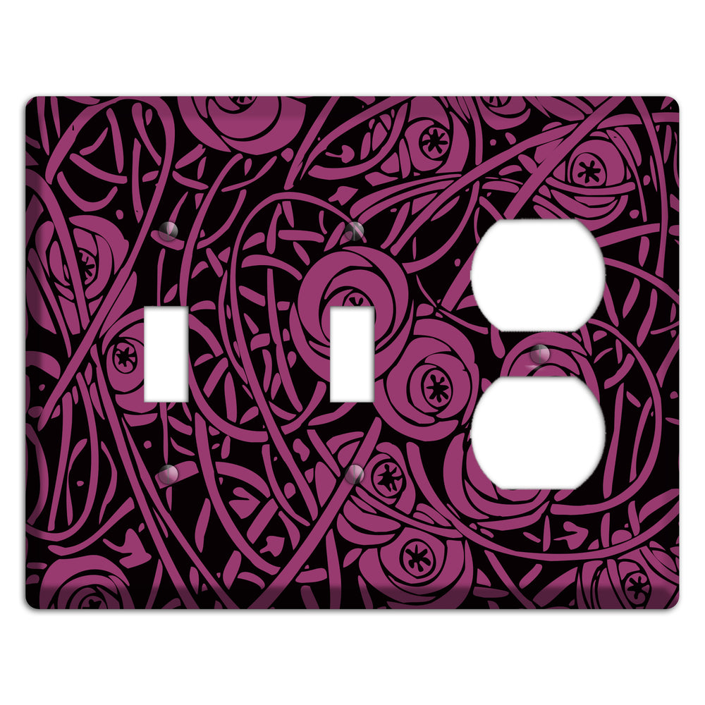 Fuschia Deco Floral 2 Toggle / Duplex Wallplate