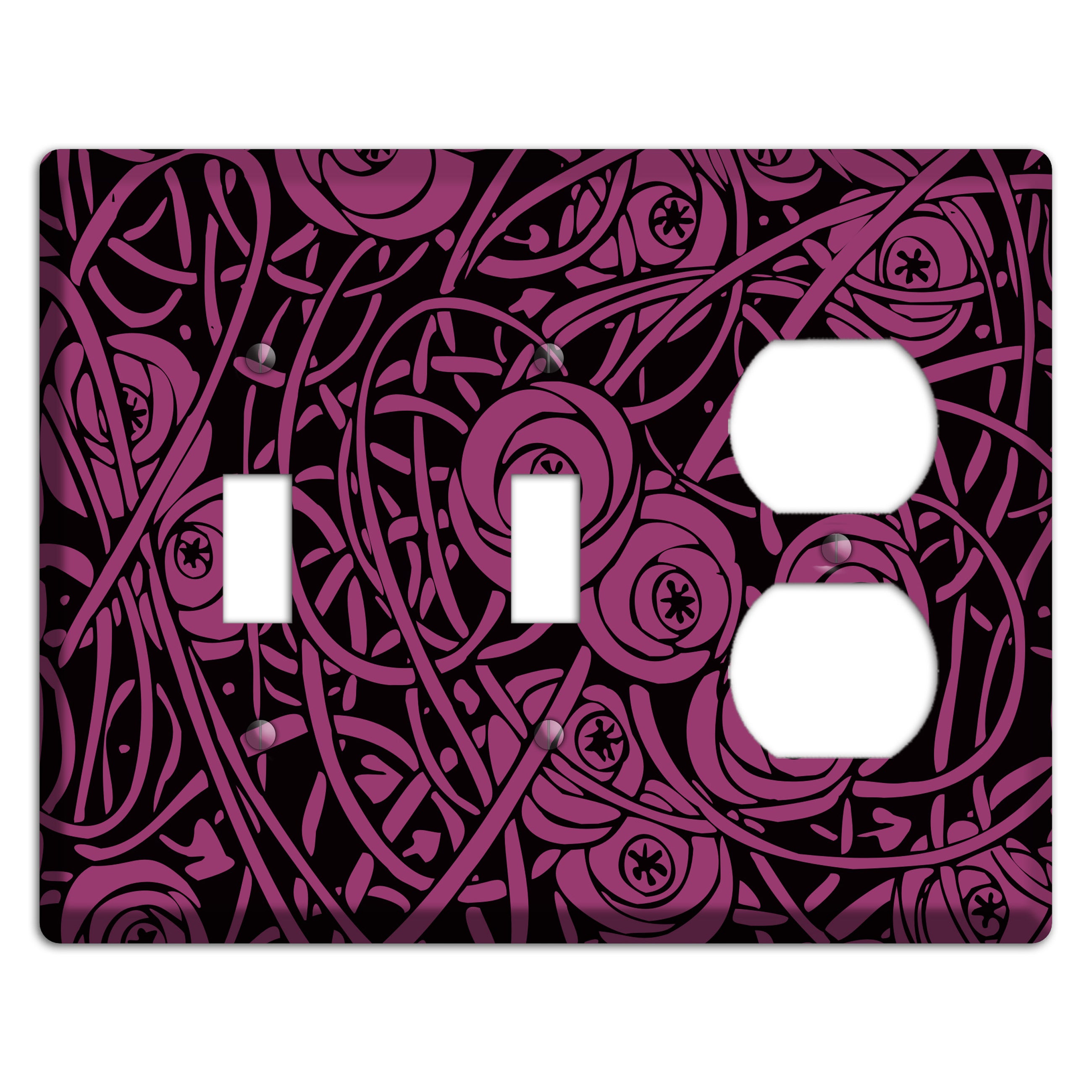 Fuschia Deco Floral 2 Toggle / Duplex Wallplate