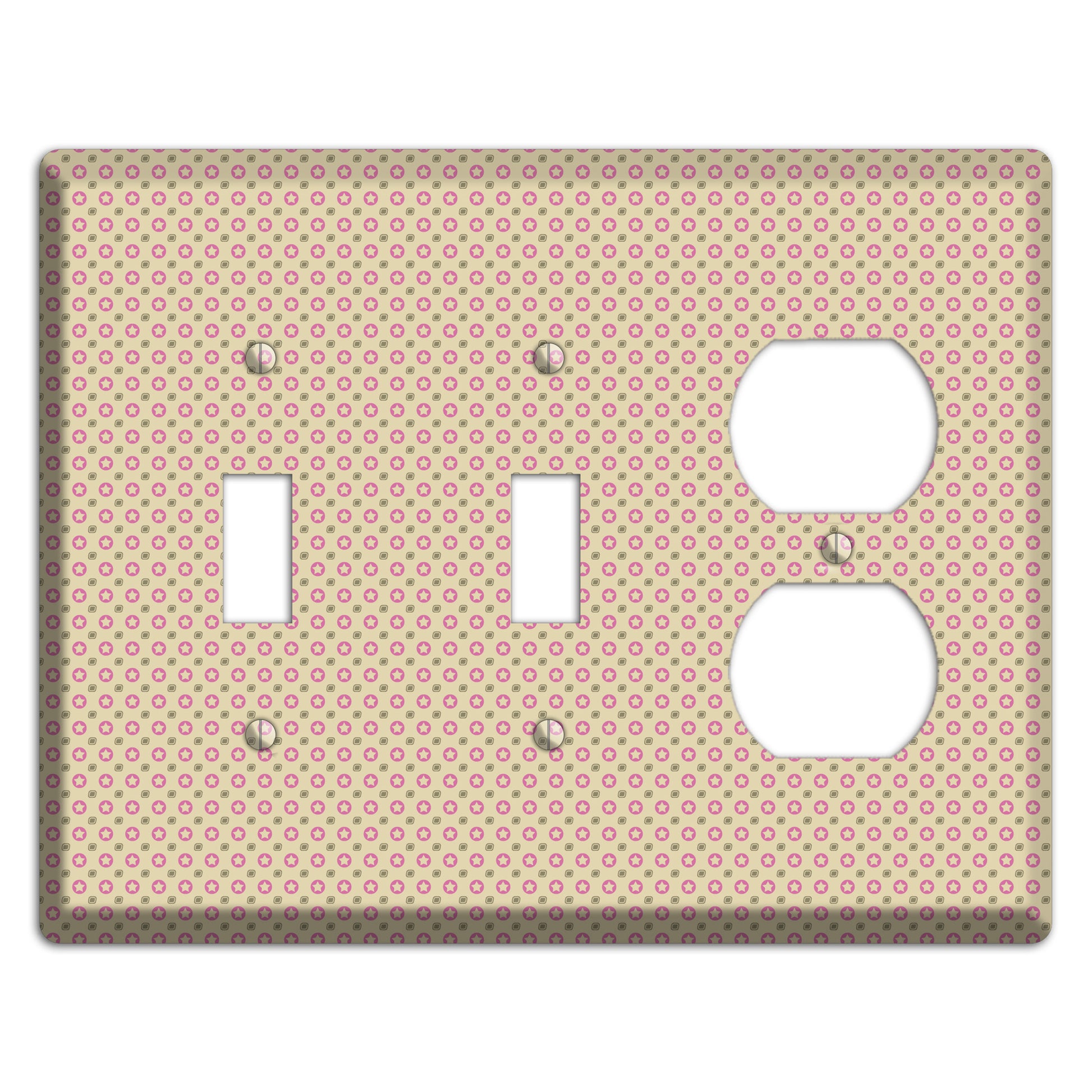 Beige with Pink Stars 2 Toggle / Duplex Wallplate